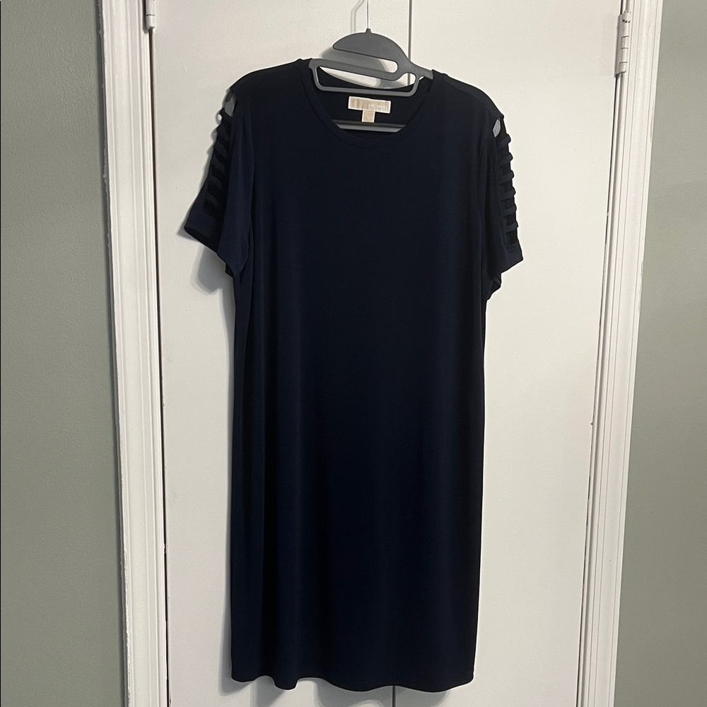 Michael Kors Navy Short Sleeve Dress with Cutout Details, L